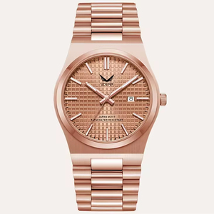 Montre à quartz pour homme de luxe, cadran simple, forme ronde, or rose, 5 ATM étanche, calendrier lumineux, Orologi Uomo - Product Image 1