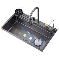 Évier de cuisine intelligent multifonctionnel Maite Modern Nano Surface, finition mate, résistant aux rayures, haute qualité, cuve rectangulaire, garantie 1 an