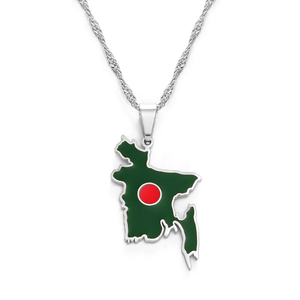 Collares con Colgante de Acero Inoxidable con Mapas de Bangladesh para Mujeres y Niñas, Mapa de la Bandera de Bangladesh - Product Image 2