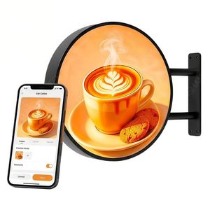 ป้ายไฟ LED ทรงกลม แบบตั้งโปรแกรมได้ผ่าน WiFi จอแสดงผล LED วงกลม ด้านเดียว/สองด้าน ป้ายโฆษณาดิจิทัล LED สำหรับหน้าร้านค้า - Product Image 1