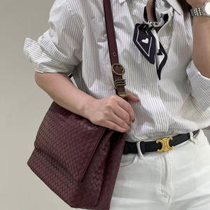 Sac à bandoulière tissé de luxe simple et polyvalent avec plusieurs combinaisons de cuir véritable, sac à main haut de gamme en peau de mouton - Product Image 4