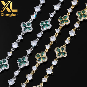 Fashion Hip Hop Four-leaf Clover Zircon Water Bead Chain Colorful <b>Gemstone</b> <b>Bracelet</b> Simple Women's Jewelry - Product Image 3