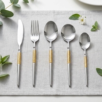 Ensemble de couverts de luxe en acier inoxydable 304 poli miroir forgé, durable, compatible lave-vaisselle, cuillère, fourchette, couteau pour mariage