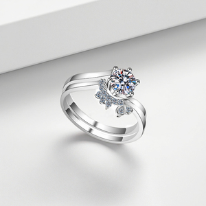 Anillo Apilable de Plata de Ley 925 de Lujo Ligero con Diseño Único de Moissanita para Mujer, Anillos de Compromiso y Boda, Joyería de Moda - Product Image 2