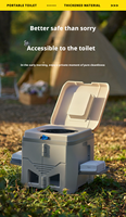 Toilette de camping portable en PP, hauteur réglable, légère, pliable, avec agent de solidification pour le camping et la randonnée