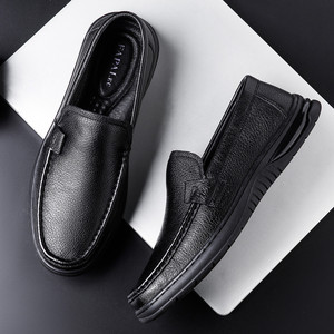 Mocassins en cuir véritable pour homme, semelle souple, talon plat, chaussures décontractées pour la conduite - Product Image 3