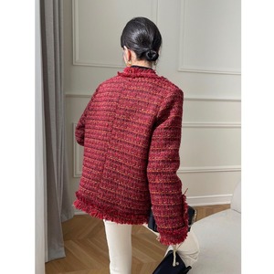 Fashion Christmas Red <strong>White</strong> Eiderdown Down <strong>Jacket</strong> Women's Winter 2022 New Loose Coat French <strong>Tweed</strong> Sweet <strong>Jacket</strong> - Product Image 6