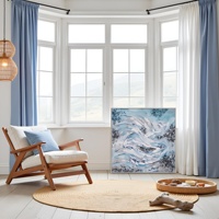 Peinture murale 3D abstraite moderne blanche faite à la main, impression UV sur toile, imperméable, écologique, cadre intérieur et extérieur en cristal