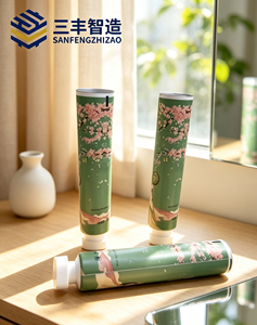 Custom Printed Green Cosmetic Squeeze Tube with White Flip-Top Cap for Hand Cream - Product Image 3