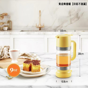 Distributeur de miel en verre durable de 300 ml avec poignée, pot à miel transparent anti-goutte, bouteille de miel anti-fuite à pression pour pain - Product Image 5