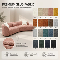 Modernes Luxus-Kurvensofa 3,4m Großes Wohnzimmer Organisches Halbmond-Ecksofa Tiefe Sitzfläche Slub-Stoff Couch für Villa Hotel