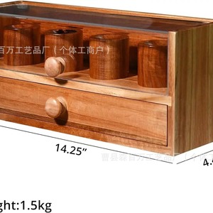 Wooden <b>Watch</b> Winder Box 14.25 In With Drawer And Display <b>Case</b> For Automatic Mechanical <b>Watches</b> Storage Desktop Use - Product Image 1