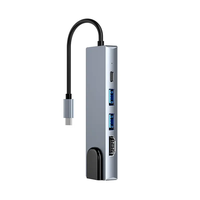 Base de Conexión Tipo-C 5 en 1, Tarjeta de Red RJ45 de 100 Megabits, Concentrador USB 3.0, SD, TF, PD100W para Computadora, Multifunción