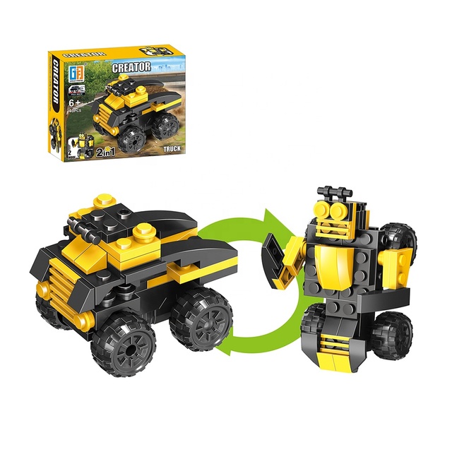 Interactive Stem Toy Shantou 2 in 1 Transform Building Block DIY Toy Construction Robot Truck Toy Educational Brick
