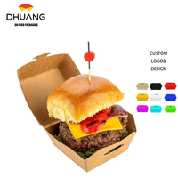 Caja para Mini Hamburguesas con Tapa Abatible, Contenedor Desechable de Papel Kraft para Llevar, para Hamburguesas Pequeñas o Postres, Caja Marrón