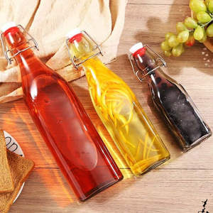 2023 Amazons superventas 16oz 18oz claro redondo cuadrado frío BREW café <span class=keywords><strong>cerveza</strong></span> carbonatada hebilla botella de vidrio sellada con tapa abatible - Product Image 2