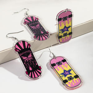 热卖可爱卡通彩色滑板冲浪板耳环多色魅力男女亚克力耳环 - Product Image 5