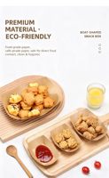 Boîte à lunch jetable en papier kraft en forme de bateau, compatible micro-ondes, dégradable, pour emballage de collations, style coréen, pour barbecue et fritures