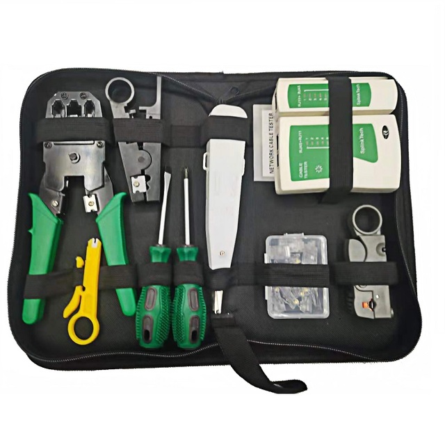 RJ45 Network Cable Tester RJ45 Crimp Tool Kit CAT5 CAT5e CAT6 Crimping Tool Kit Ethernet Crimper for RJ11/RJ12/RJ45 Connectors