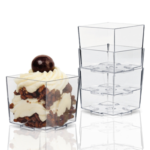 Vasos Desechables Plastic Europe-Pack 2OZ Clear Square Vasos Desechables PS Plastic Disposable Pudding Ice Cream Cup
