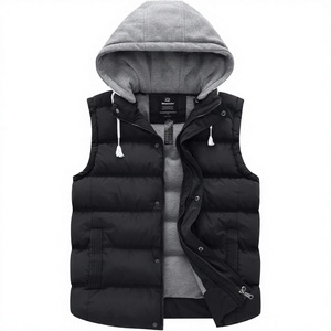 Gilet matelassé chaud et imperméable pour homme, respirant, à capuche, avec fermeture éclair, 100 % polyester - Product Image 3