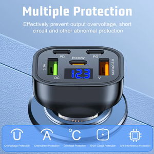 Prodotti di Tendenza 2026 Nuovi Arrivi Caricabatterie Auto USB Full PD 30W con Display Voltaggio 2 Type-<span class=keywords><strong>C</strong></span> 2 USB-<span class=keywords><strong>A</strong></span> Ricarica Rapida Multi-Porta - Product Image 6