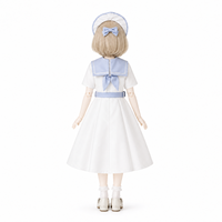 Robe BJD personnalisée à col marin, tenue de poupée marin mignonne, vêtements de poupée blancs et bleus, costume BJD décontracté personnalisé, robe de poupée à manches courtes
