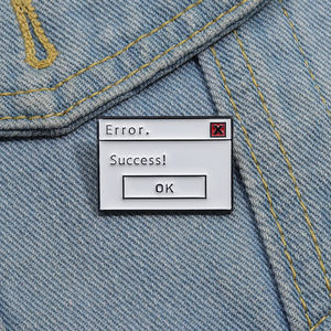 Sming broches cliquez sur erreur succès Option émail broche ordinateur Page boîte <span class=keywords><strong>de</strong></span> saut revers Badge broche métal drôle bijoux broche - Product Image 1