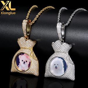 Custom Money Bag Necklaces Hook Pendant <b>Name</b> Pictures Jewelry Personalized INS Iced Out Custom <b>Chain</b> - Product Image 5
