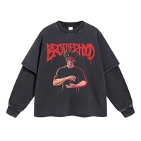 T-shirts pour hommes à manches longues, double couche, tricotés, 100 % coton, respirants, séchage rapide, coupe ample, design personnalisé, vente en gros, le meilleur