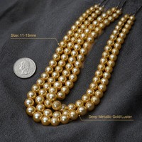 Perles d'eau douce naturelles Edison dorées 11-13mm, haute brillance, perles semi-finies en vrac pour mariage DIY