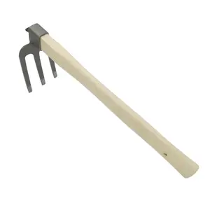 high quality three tooth wood handle garden children tools short small rake
