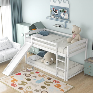 Cama de madera personalizable para niños, litera de madera maciza, litera barata con tobogán y escalera - Product Image 4