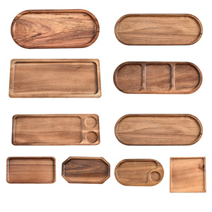 Plateau de service en bois d'acacia, mini plateau à café et thé, plateau à collation écologique, assiette de présentation en bois – Vente en gros - Product Image 1