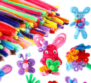 Diferentes colores, 6mm, 100 Uds., palos suaves peludos, limpiador de tuberías artesanales, tallos de chenilla, alambre torcido, palos de felpa para manualidades de chico DIY - Product Image 3