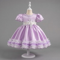 Vente en gros de robe de soirée pour filles DOVEARK vêtements pour enfants à manches bouffantes appliques de fleurs violettes robes de soirée de mariage costumes d'anniversaire