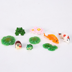 KI zzlejian Mini Resin Landscape Set, simulated fish, <strong>frog</strong>, lotus, tank, aquarium decoration, micro-landscape DIY handicraf - Product Image 2