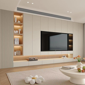 Meuble <span class=keywords><strong>TV</strong></span> mural de style américain Design minimaliste moderne Meuble de salon en mélamine Meuble <span class=keywords><strong>TV</strong></span>
