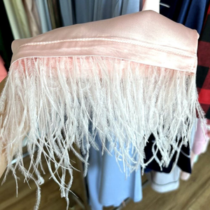 Lussuosa <span class=keywords><strong>Vestaglia</strong></span> da Sposa con Piume, <span class=keywords><strong>in</strong></span> <span class=keywords><strong>Seta</strong></span> e Raso, Scollo a V, Maniche con Piume, Regalo per la Sposa, Abito da Mattina - Product Image 3