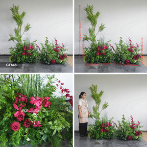 Décorations de sol pour allée de mariage avec fleurs artificielles en soie et verdure - Product Image 3