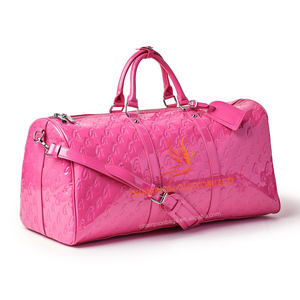 Özel Monogram kabartmalı Logo gül altın metalik deri bayanlar seyahat haftasonu gecede silindir çanta kadınlar için - Product Image 6