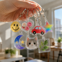 Vente en gros de breloques promotionnelles personnalisées en acrylique imprimées sur mesure, sans MOQ, à prix abordable, porte-clés en acrylique anime personnalisé