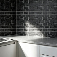 Carreaux muraux autocollants en PU effet marbre gris foncé, étanches, pour métro, vente en gros d'usine, OEM ODM, faible MOQ