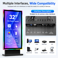 Nouvel écran tactile capacitif vertical de 32 pouces avec interfaces USB DVI, affichage interactif LED RVB pour kiosque en libre-service
