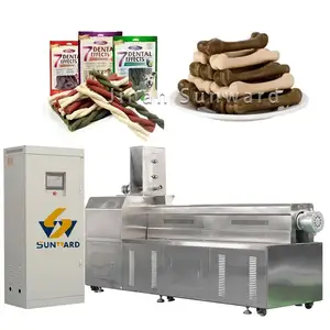 Máquina de fazer chiclete para cães e gatos, re-linha de produtos para lanches, fabricante de palitos de sanduiche, biscoitos e frango