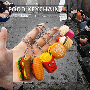 Gantungan Kunci plastik simulasi buatan tangan, liontin makanan es krim Hamburger roti Sandwich kentang goreng - Product Image 2