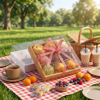 Boîte de pique-nique transparente à 9 compartiments, emballage jetable pour gâteaux et desserts de l'après-midi, pour fruits, hot pot, plats à emporter