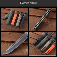 Couteau pliant Bochen G10 avec manche en fibre de nylon, couteau de poche pour le camping, la randonnée et la chasse, idéal pour un cadeau, orange, vert, kaki