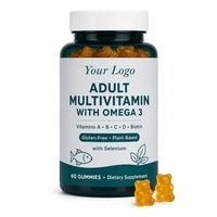 Complément Alimentaire Multivitamines Adultes Omega 3 en Gummies Sans Gluten à Base de Plantes avec Sélénium Vitamines A B C D Biotine