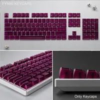 Fynmi Crystal Wine Red Blank Transparent 30% Shine Through MDA Keycaps ANSI/ISO Layout 122 Keys Full Size Keycaps